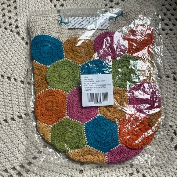 NWT Urban Outfitters Colorblock Crochet Granny Square  Crossbody Bag Large - Picture 5 of 8